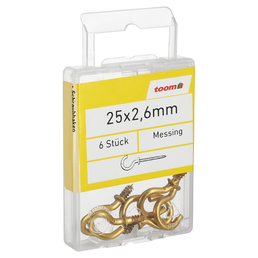 Schraubhaken Messing 2,6 x 25 mm 6 Stück