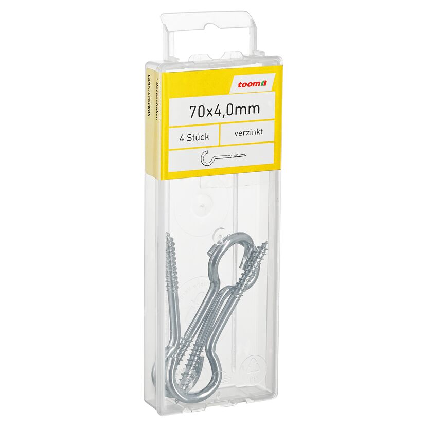 Deckenhaken Stahl verzinkt 4,0 x 70 mm 4 Stück
