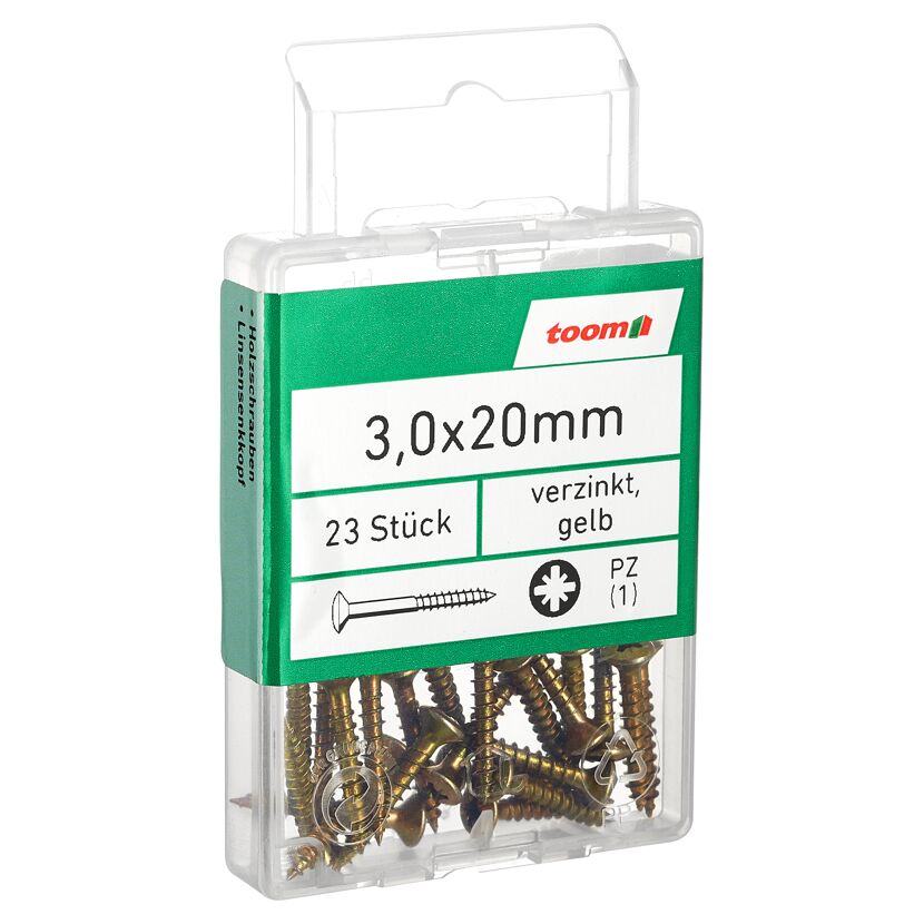 Holzschrauben PZ1 Kreuzschlitz Stahl verzinkt 3,0 x 20 mm 23 Stück