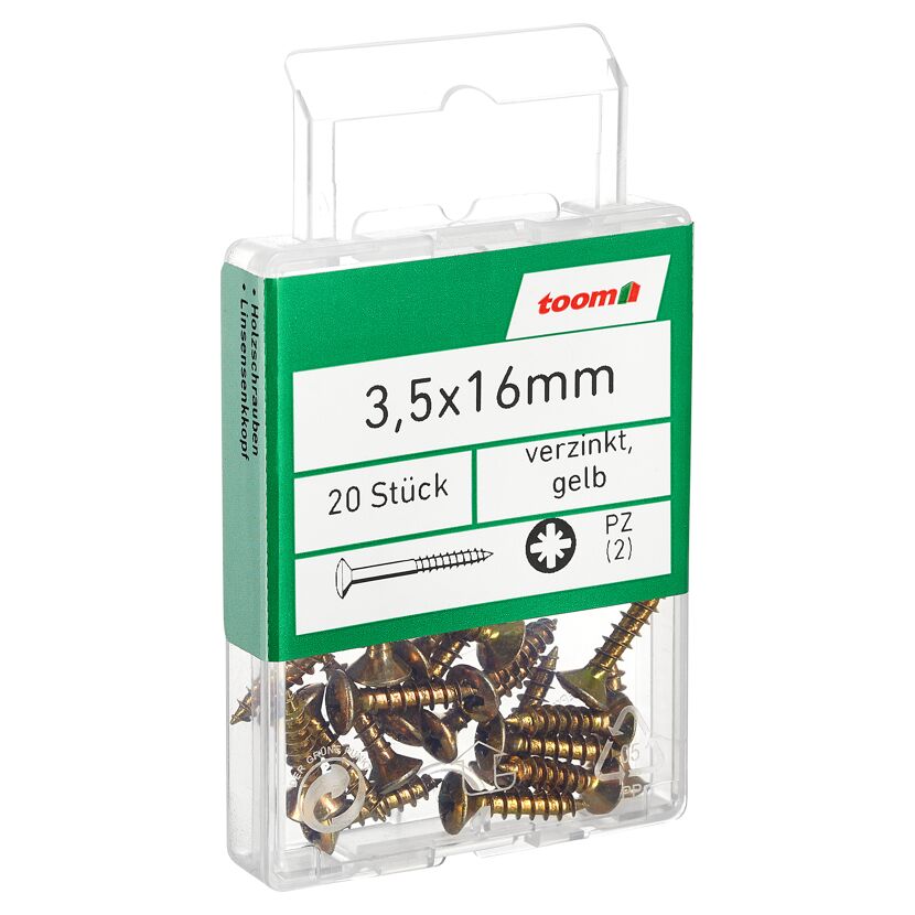 Holzschrauben PZ2 Kreuzschlitz Stahl verzinkt 3,5 x 16 mm 20 Stück