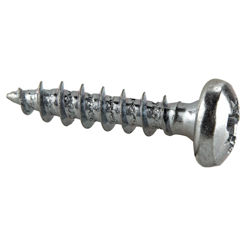 Silberne Schraube mit Kreuzschlitz