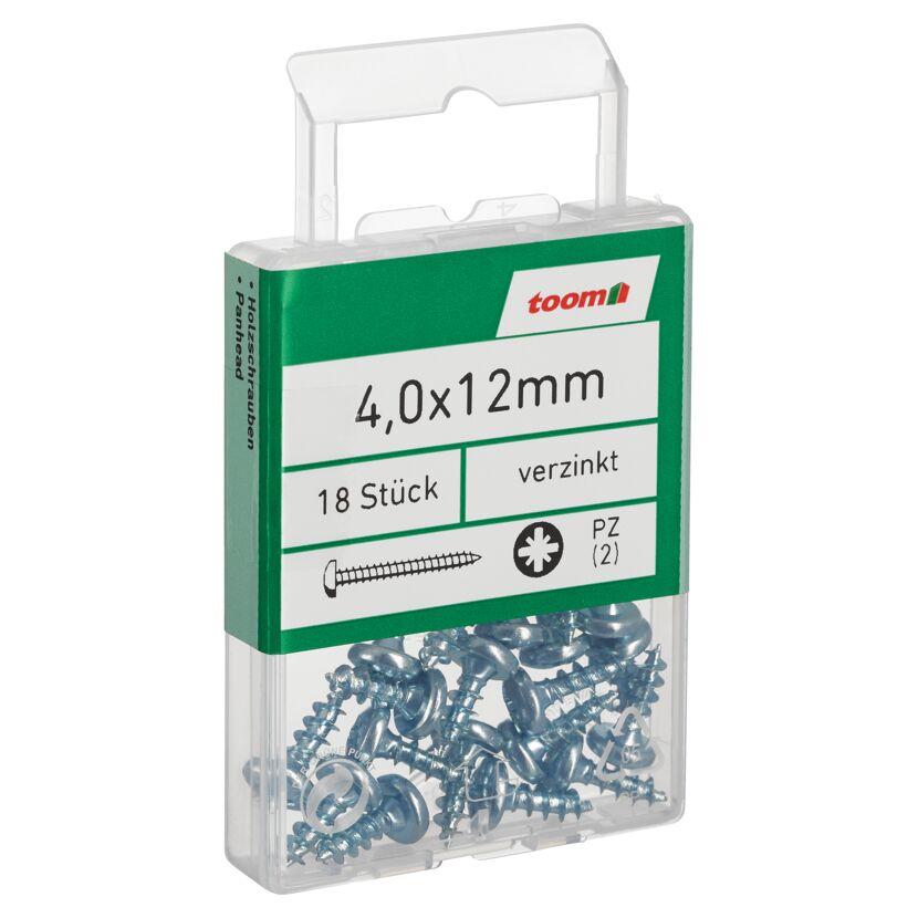 Holzschrauben PZ2 Kreuzschlitz Stahl verzinkt 4,0 x 12 mm 18 Stück