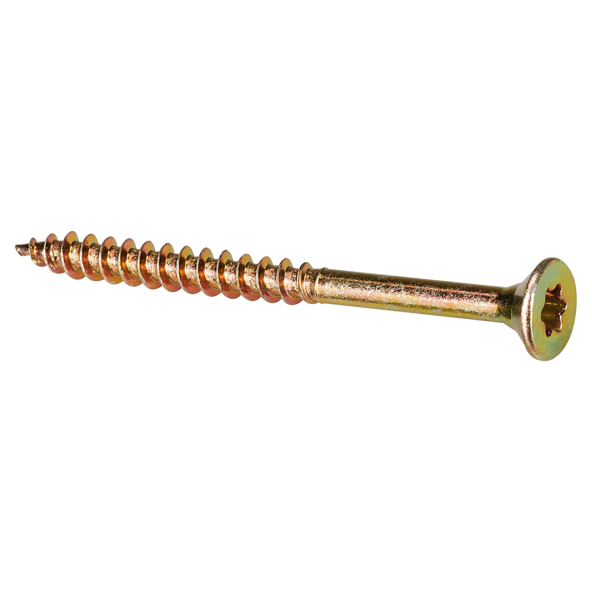Goldene Schraube mit Torx-Antrieb.