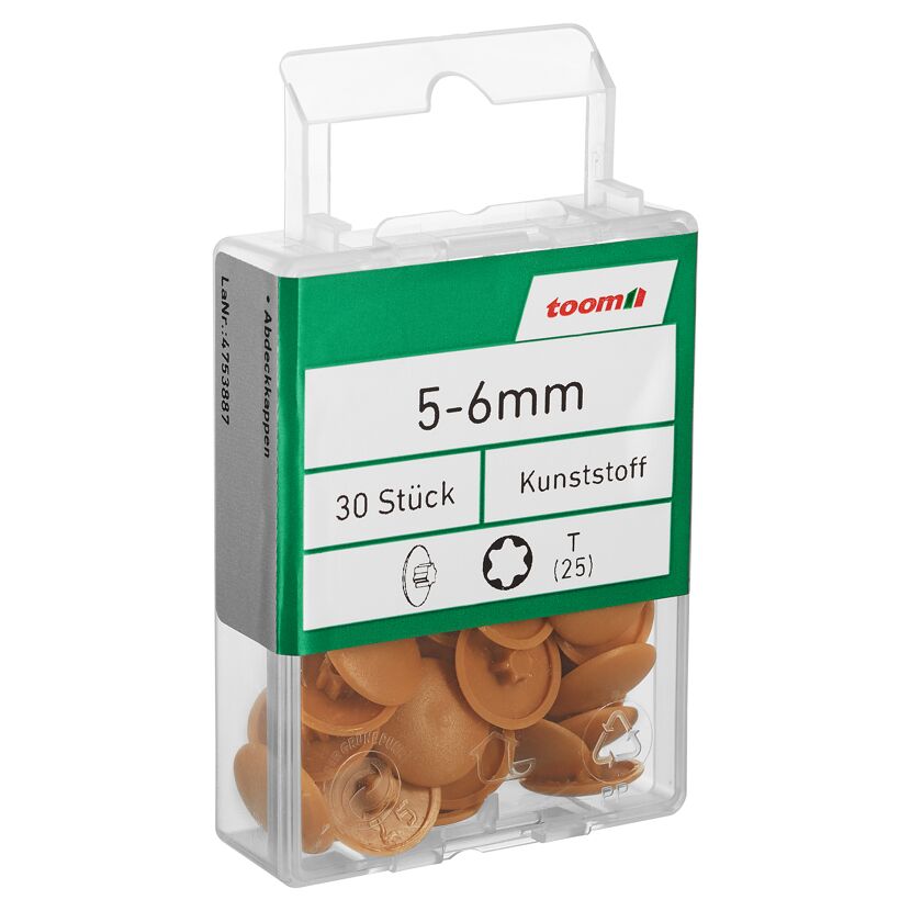 Abdeckkappen T25 Kunststoff 5 - 6 mm 30 Stück