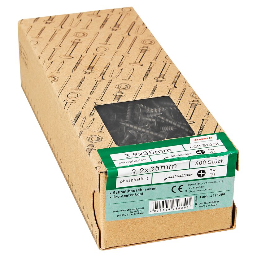 Schnellbauschrauben PH2 Kreuzschlitz 3,9 x 35 mm 600 Stück