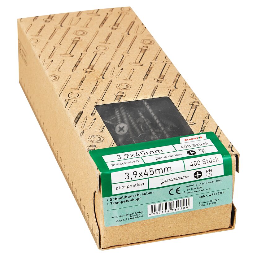 Schnellbauschrauben PH2 Kreuzschlitz 3,9 x 45 mm 400 Stück