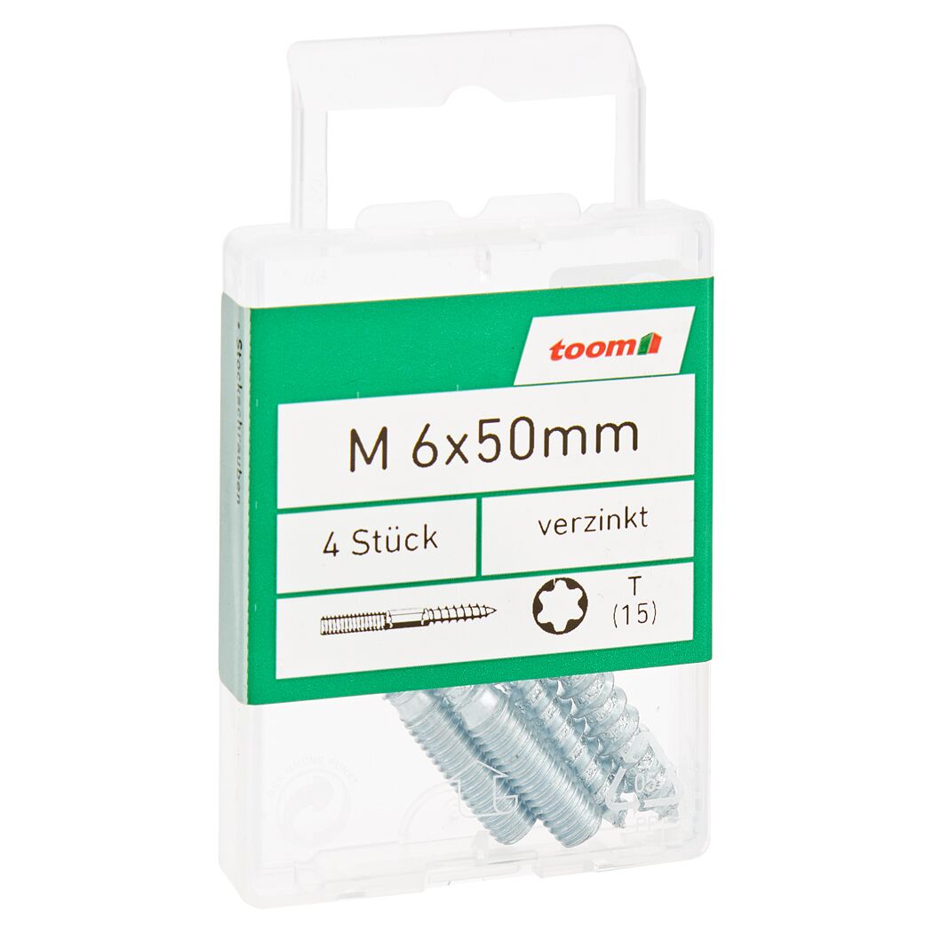 Stockschrauben T15 Stahl verzinkt M6 x 50 mm 4 Stück