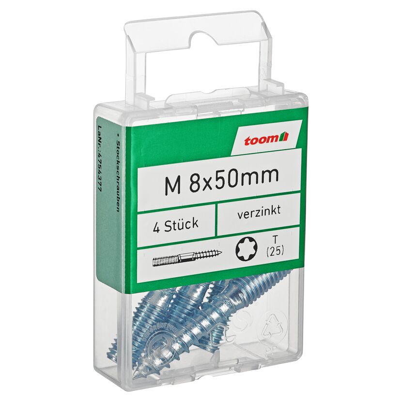 Stockschrauben T25 Stahl verzinkt M8 x 50 mm 4 Stück | Baumarkt