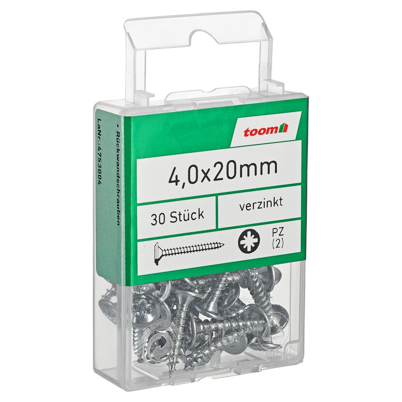 Rückwandschrauben PZ Kreuzschlitz Stahl 4,0 x 20 mm 30 Stück