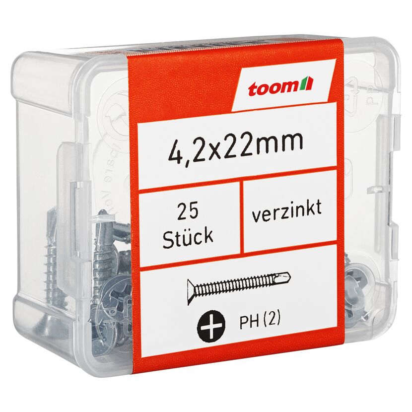 25 Stück Blechschrauben 4,2 x 22 mm, verzinkt, PH 2