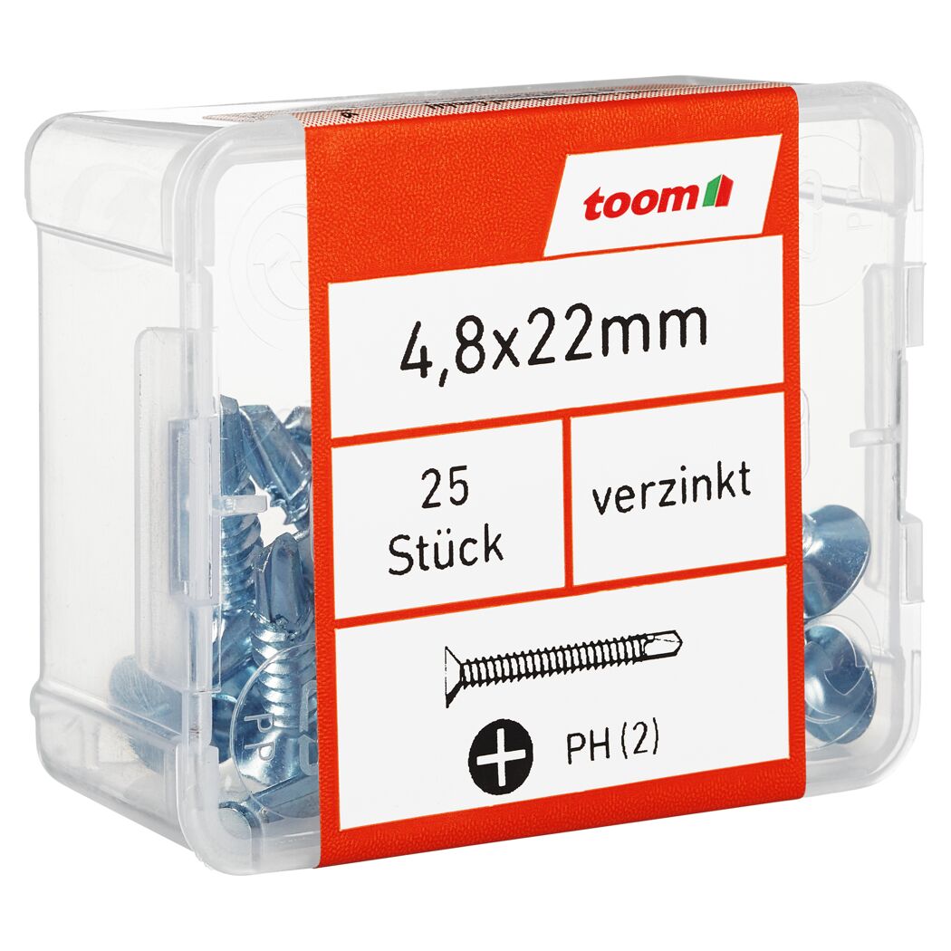 Blechbohrschraube PH2 Kreuzschlitz Stahl 4,8 x 22 mm 25 Stück