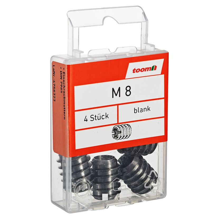 Einschraubmuttern M8 Stahl blank 4 Stück