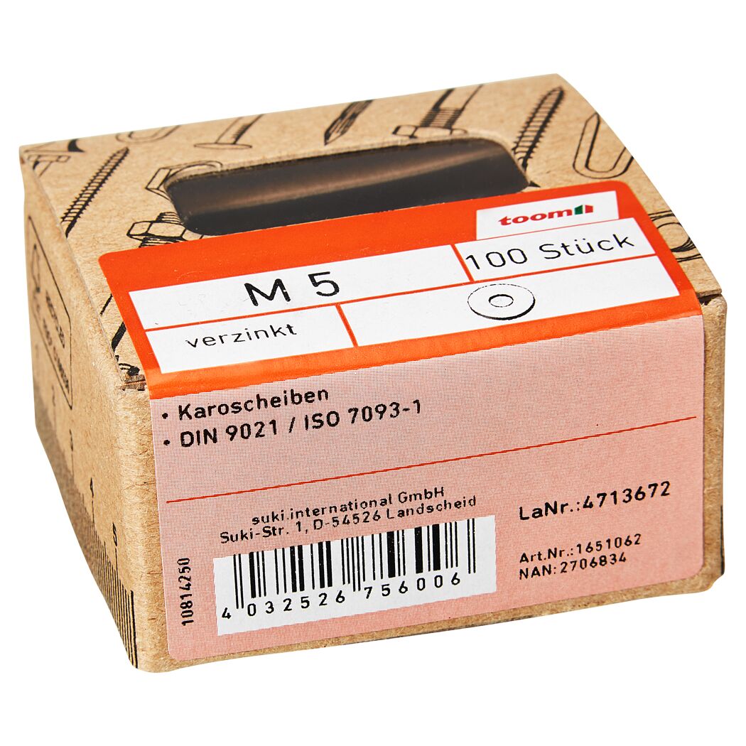 Karosseriescheiben Stahl verzinkt M5 5,3 mm 100 Stück