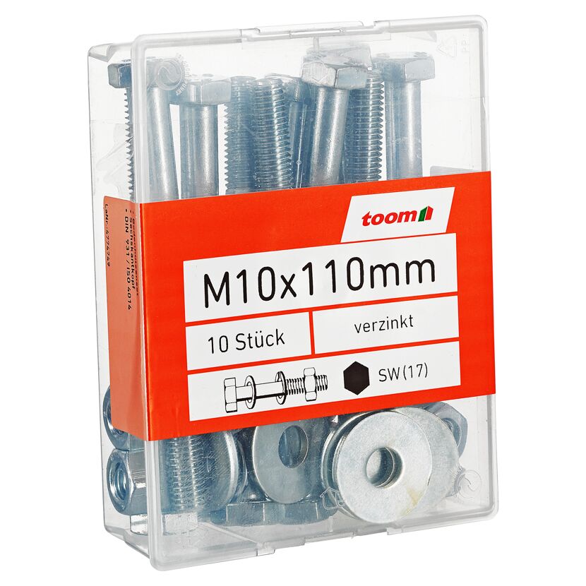 Bodenhülsenset SW17 Stahl M10 x 110 mm 10 Stück