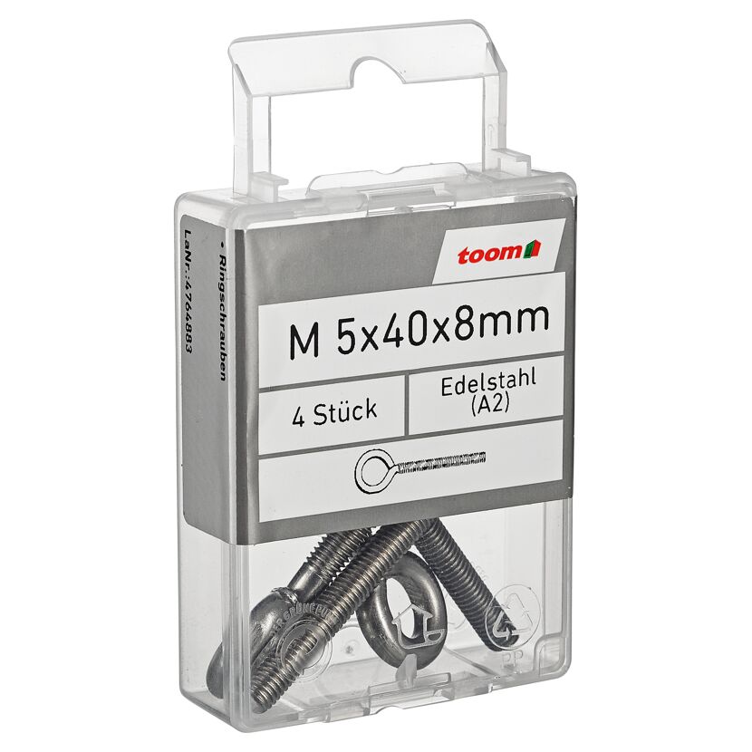 Ringschrauben Edelstahl M5 x 40 x 8 mm 4 Stück
