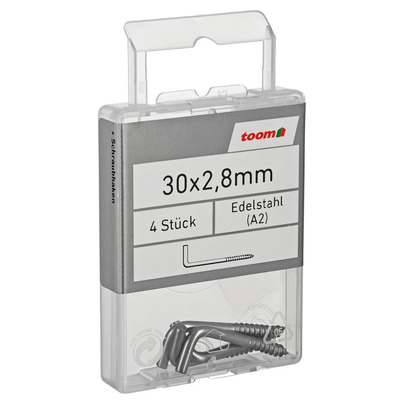 Schraubhaken Edelstahl 2,8 x 30 mm 4 Stück