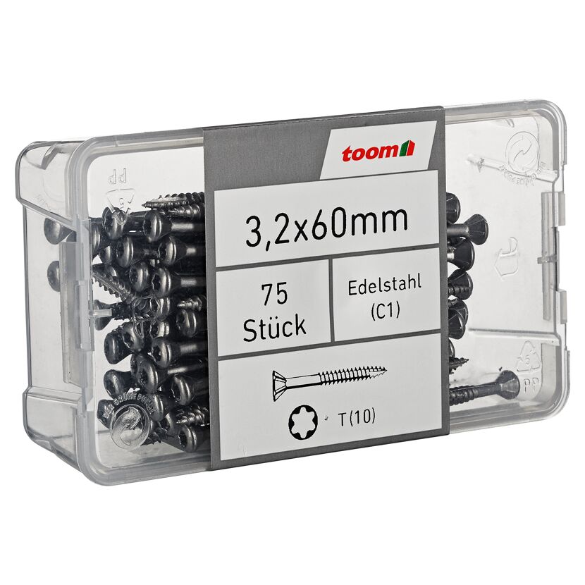 Dielenschrauben T10 Torx Edelstahl 3,2 x 60 mm 75 Stück