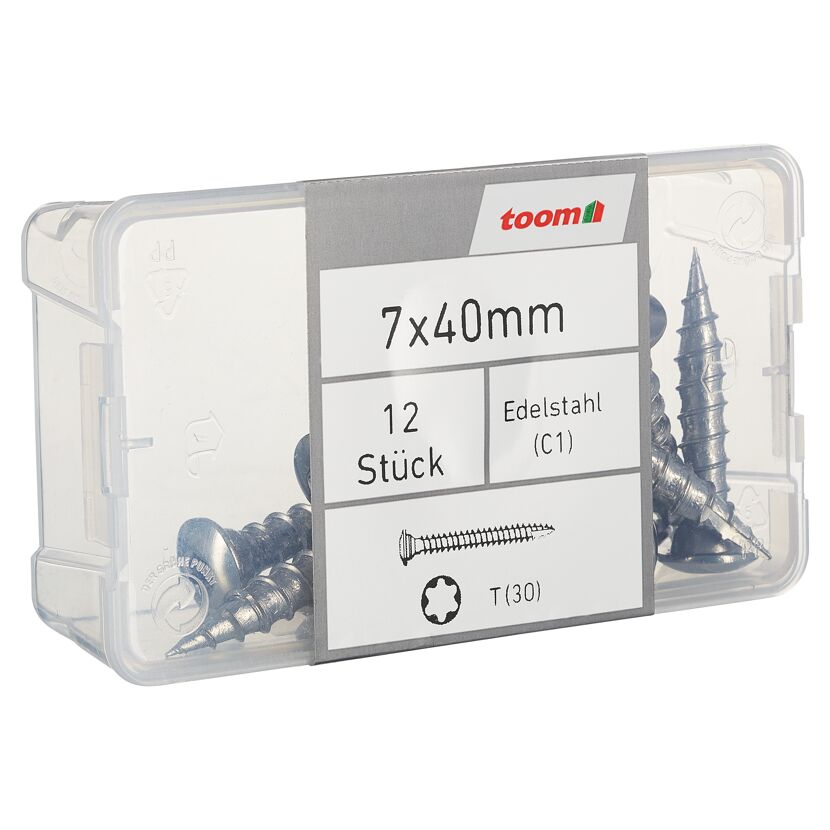 Pfostenschrauben T30 Torx Edelstahl 7 x 40 mm 12 Stück