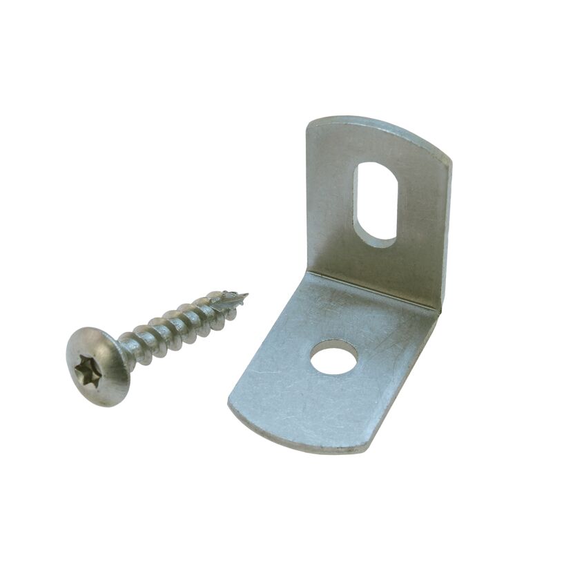 Winkelverbinder und Schraube