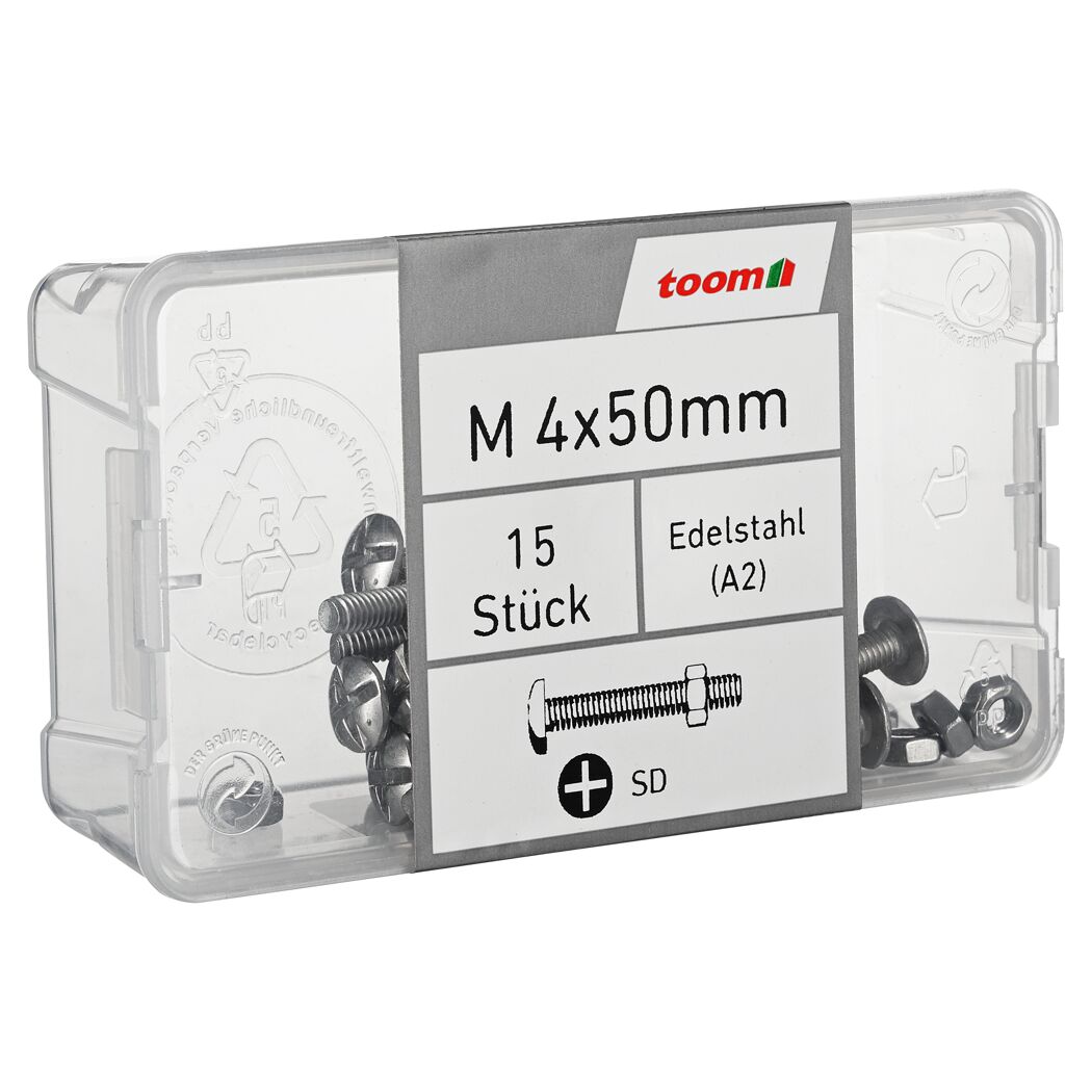 Flachrundschrauben SD Kreuzschlitz Edelstahl M4 x 50 mm 15 Stück