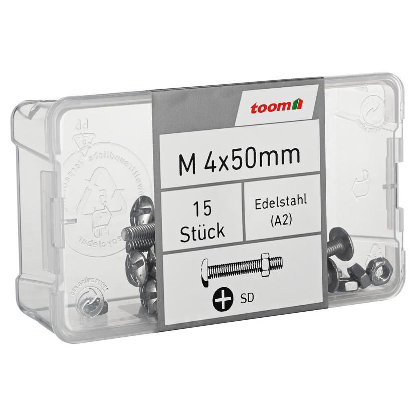Flachrundschrauben SD Kreuzschlitz Edelstahl M4 x 50 mm 15 Stück