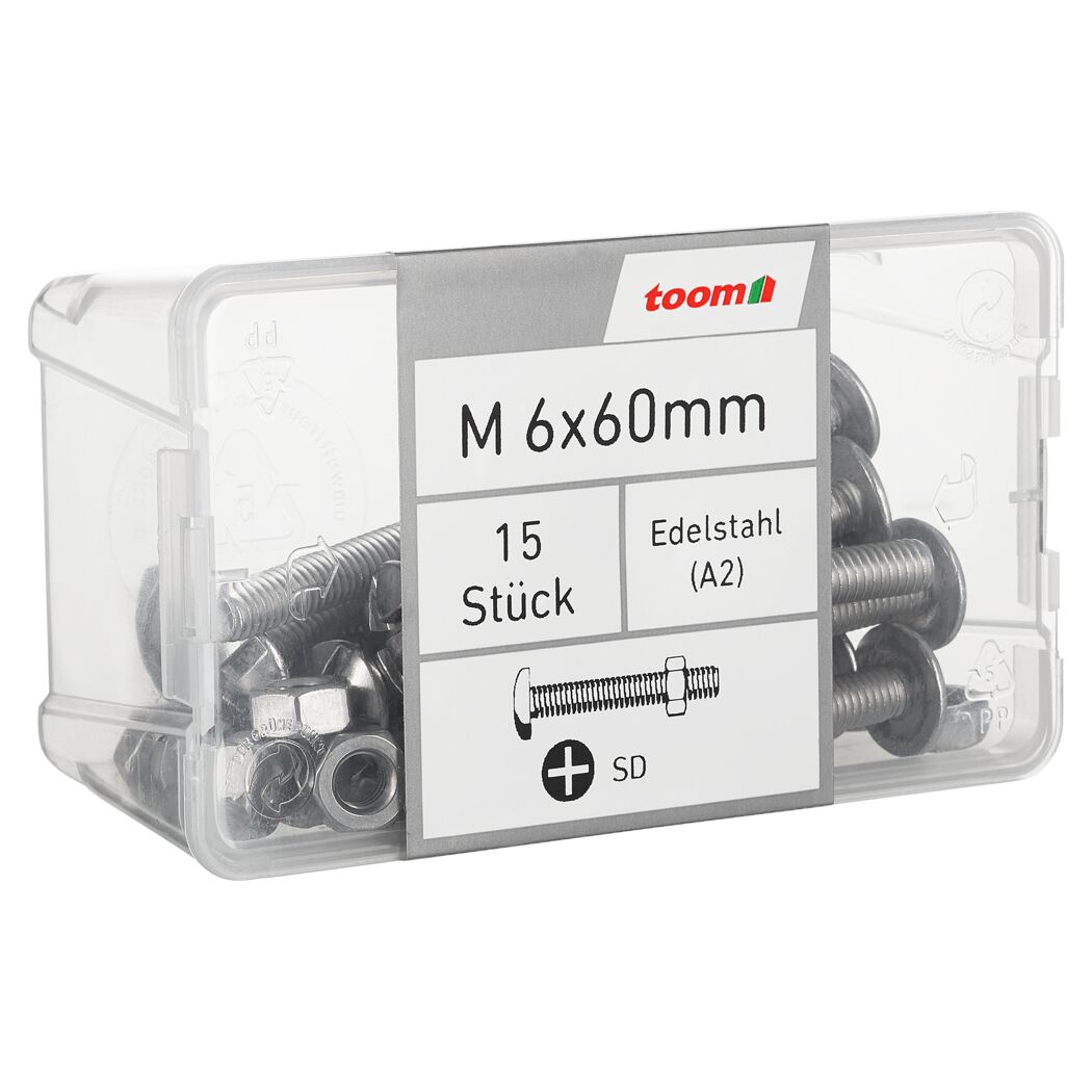 Flachrundschrauben SD Schlitz Edelstahl M6 x 60 mm 15 Stück
