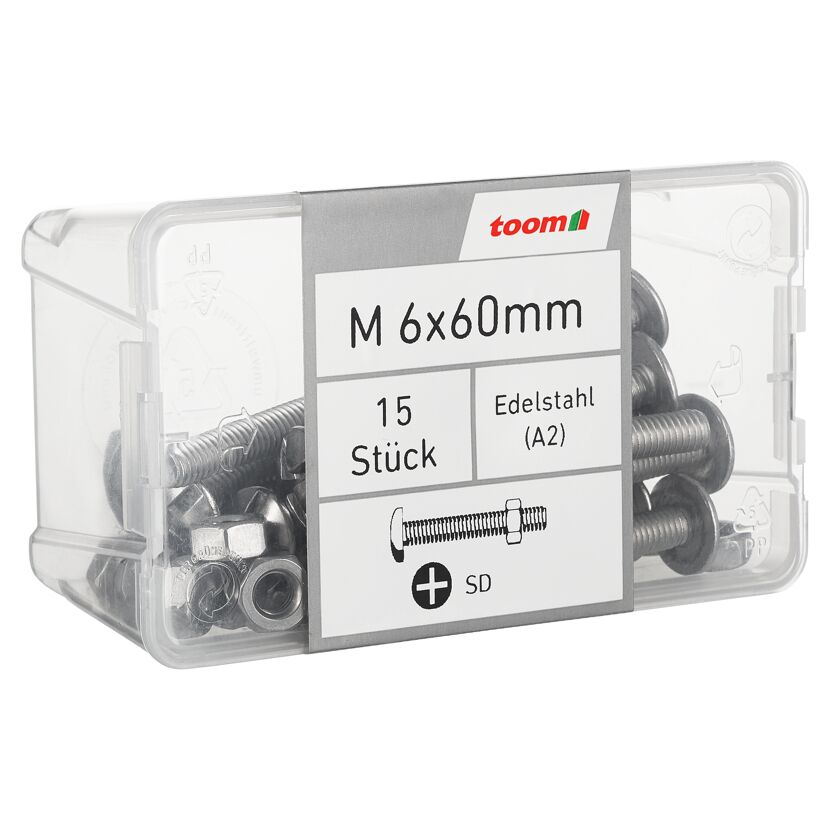 Flachrundschrauben SD Schlitz Edelstahl M6 x 60 mm 15 Stück