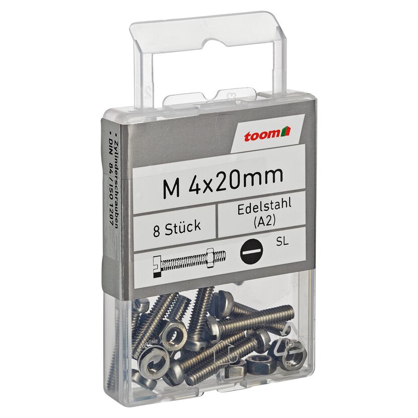 Zylinderschrauben SL Schlitz Edelstahl M4 x 20 mm 8 Stück