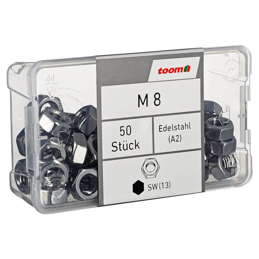 Sechskantmuttern M8 Edelstahl A2 50 Stück