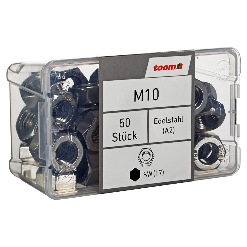 Sechskantmuttern M10 Edelstahl A2 50 Stück