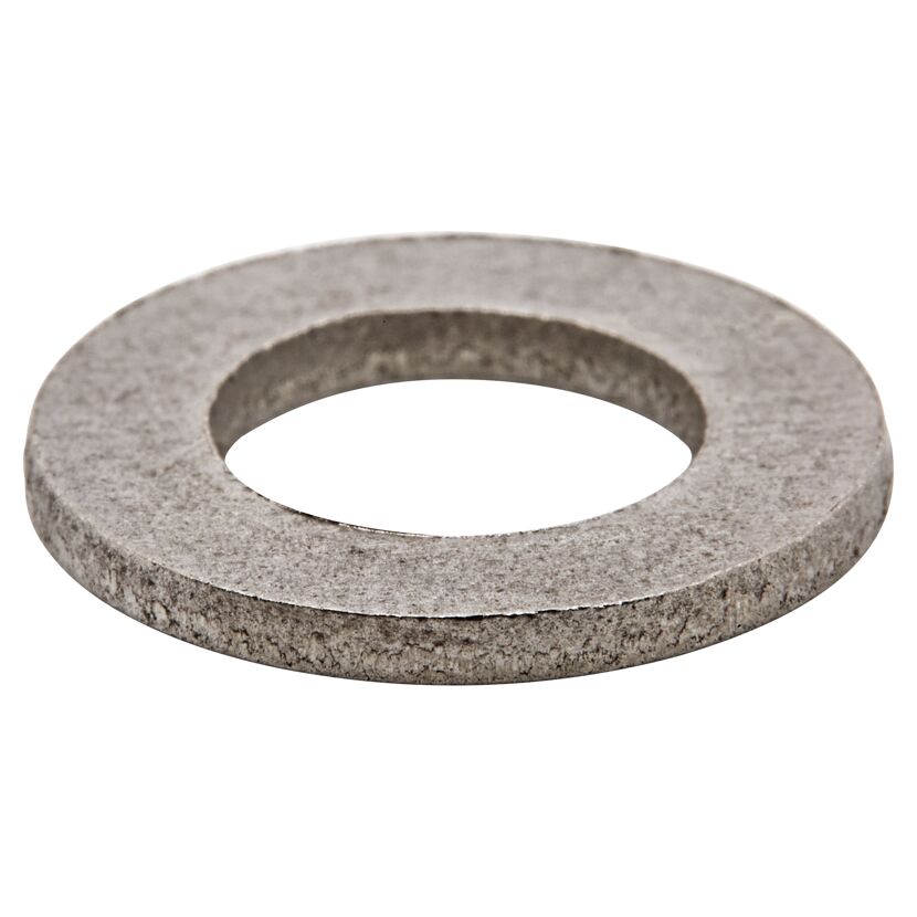 Eine metallene Unterlegscheibe.
