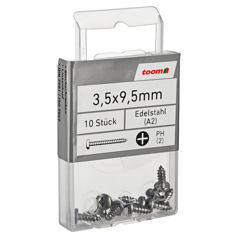 Blechschrauben PH2 Edelstahl 3,5 x 9,5 mm 10 Stück