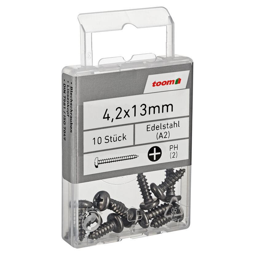 Blechschrauben PH2 Edelstahl 4,2 x 13 mm 10 Stück