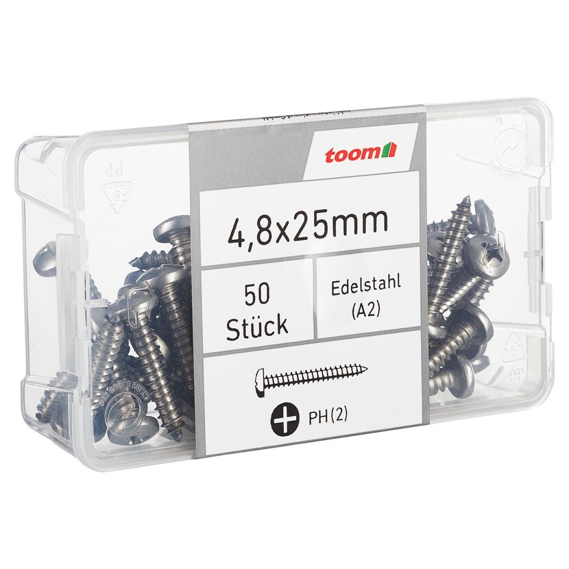 Blechschrauben PH2 Edelstahl 4,8 x 25 mm 50 Stück