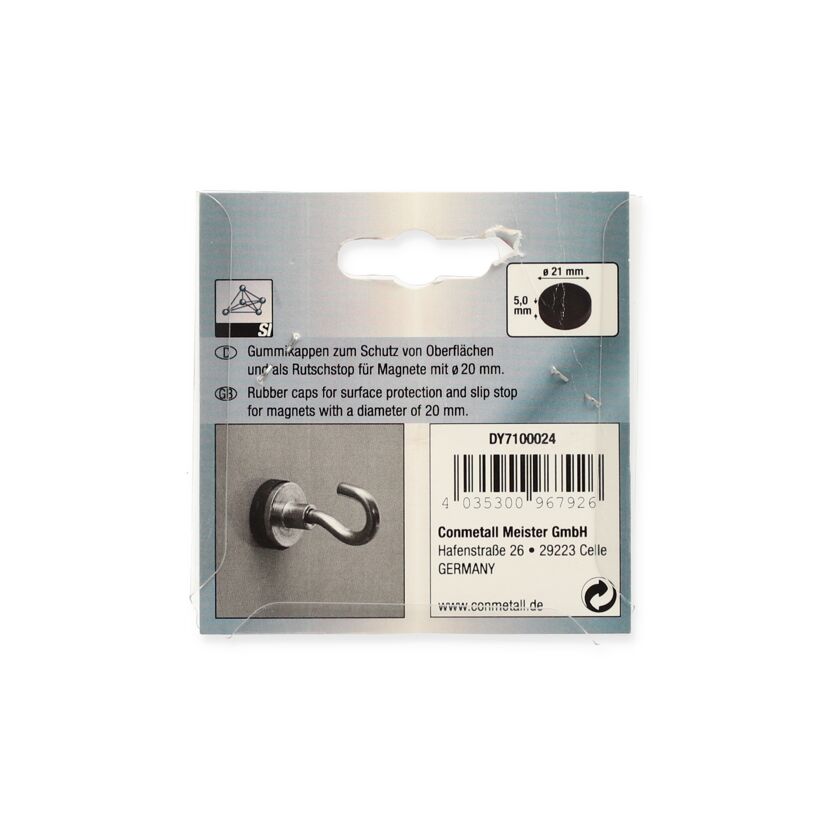 Gummikappe für Magnet schwarz Ø 21 x 5 mm 2 Stück