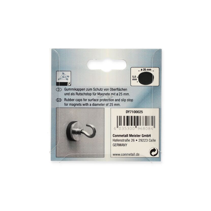 Gummikappe für Magnet schwarz Ø 26 x 5 mm 2 Stück