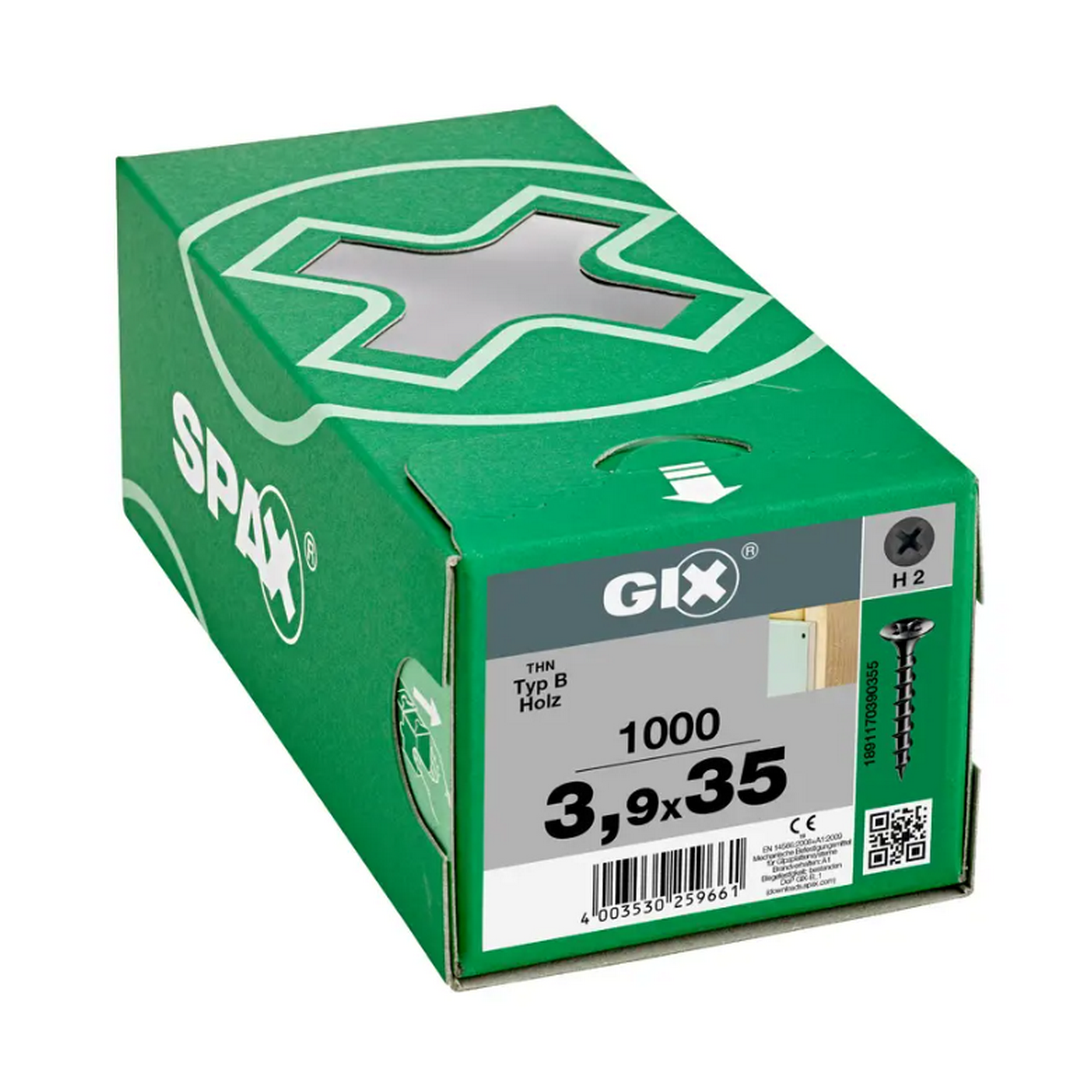 Grüne Schachtel mit 1000 SPAX Schrauben 3,9 x 35 mm