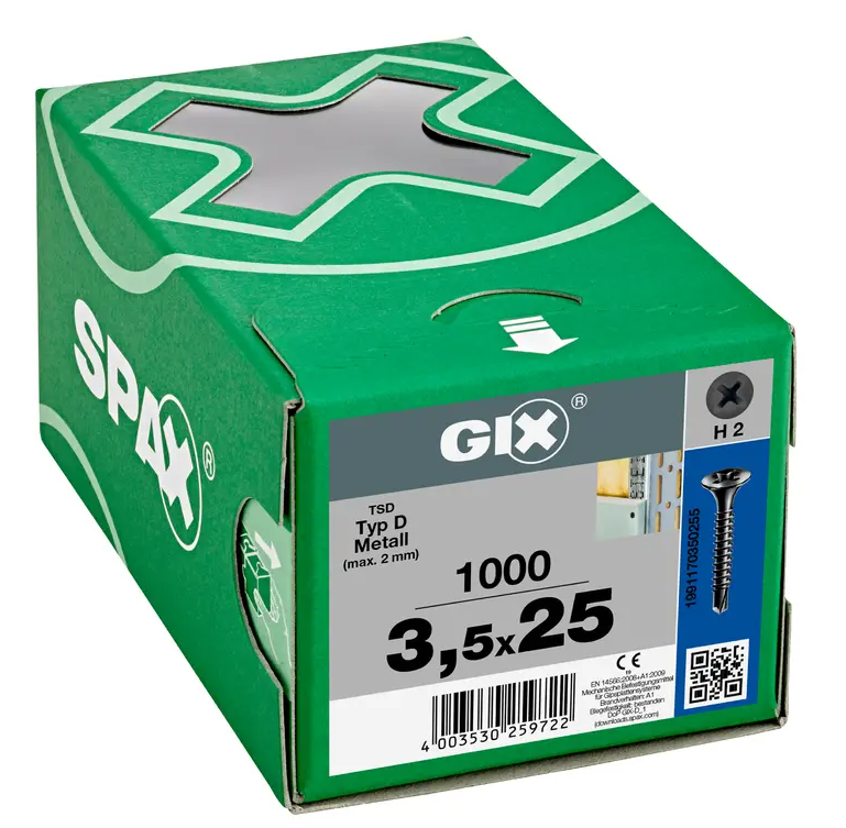 GIX Schrauben 3,5 x 25 mm, 1000 Stück