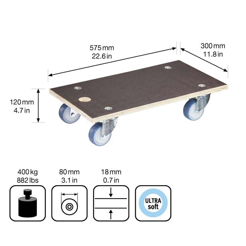 Transportroller mit ultraweichen Rollen