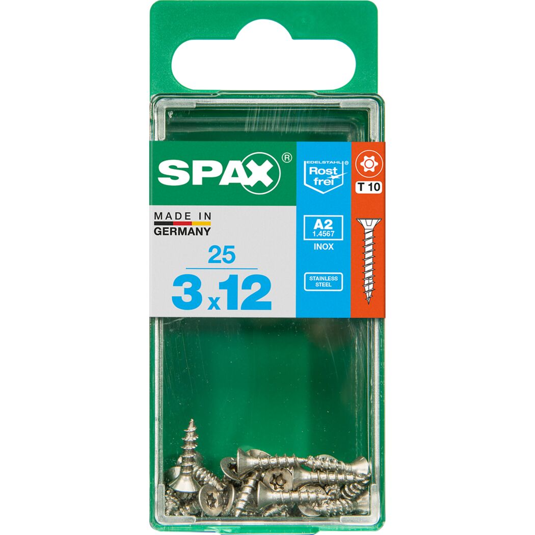 SPAX Senkkopfschrauben 3 x 12 mm, 25 Stück, in Verpackung