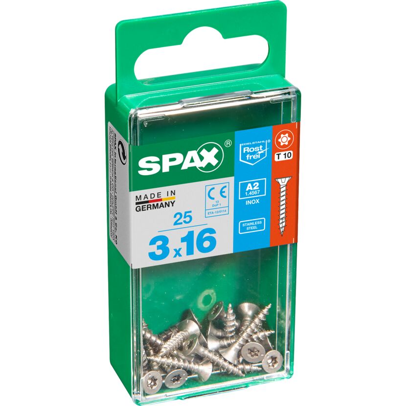 SPAX Senkkopfschrauben 3 x 16 mm, Edelstahl, 25 Stück
