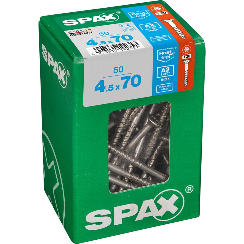 SPAX Senkkopfschrauben 4,5 x 70 mm in Verpackung