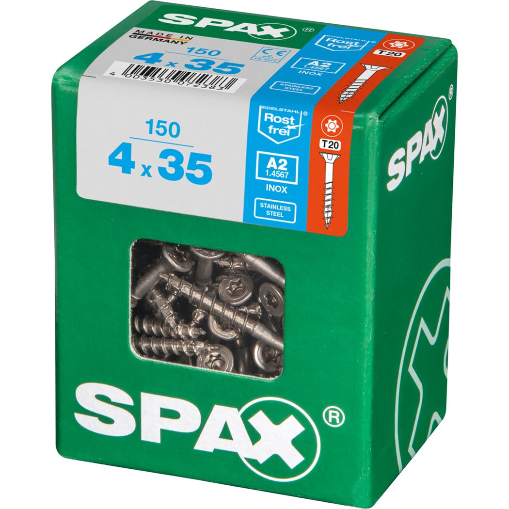 SPAX Schrauben 4x35 mm, 150 Stück, Edelstahl A2