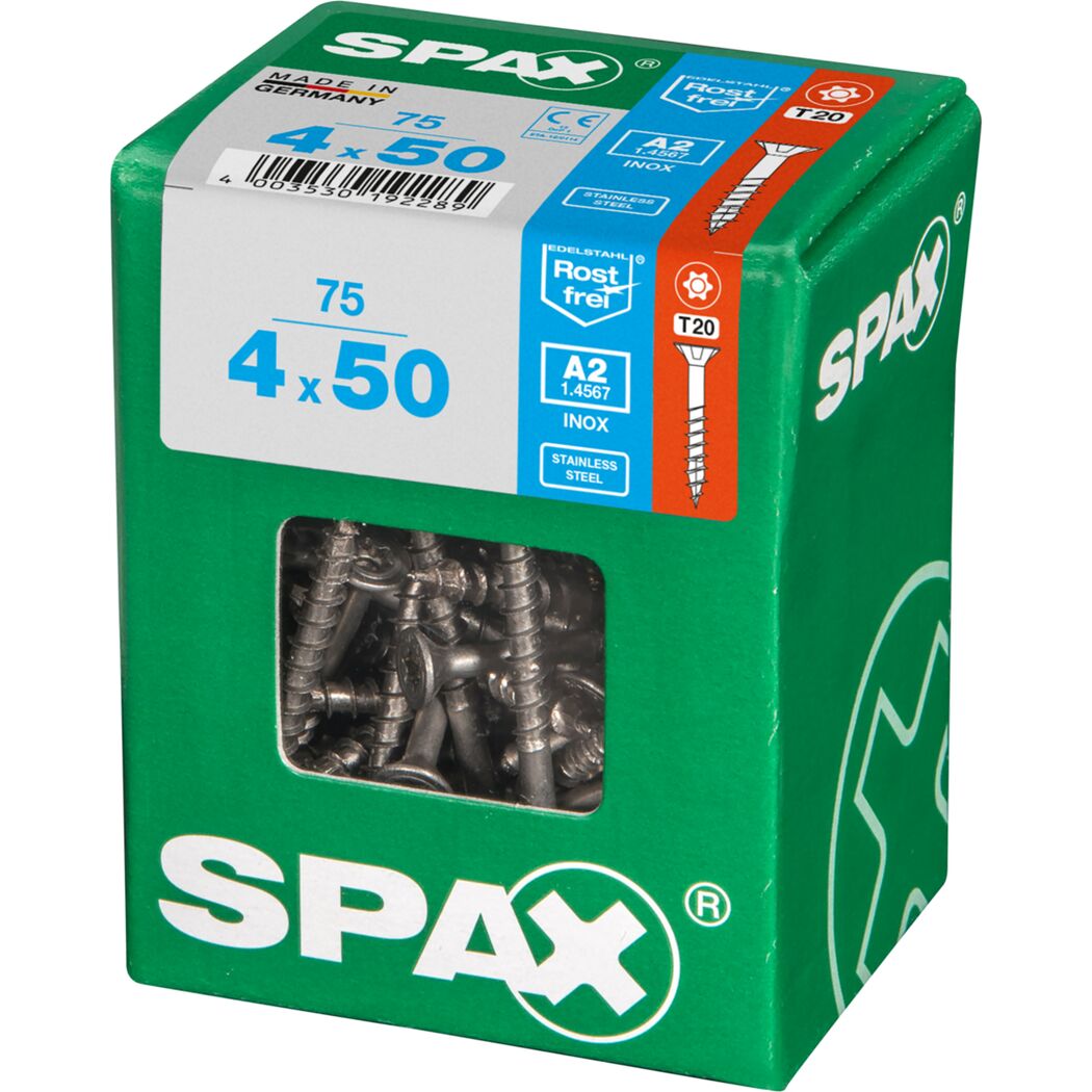 SPAX Senkkopfschrauben 4x50 mm, 75 Stück