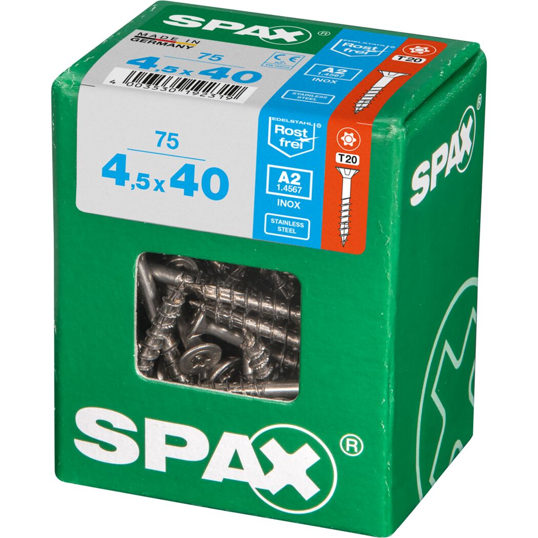 SPAX Senkkopfschrauben 4,5 x 40 mm, 75 Stück Packung
