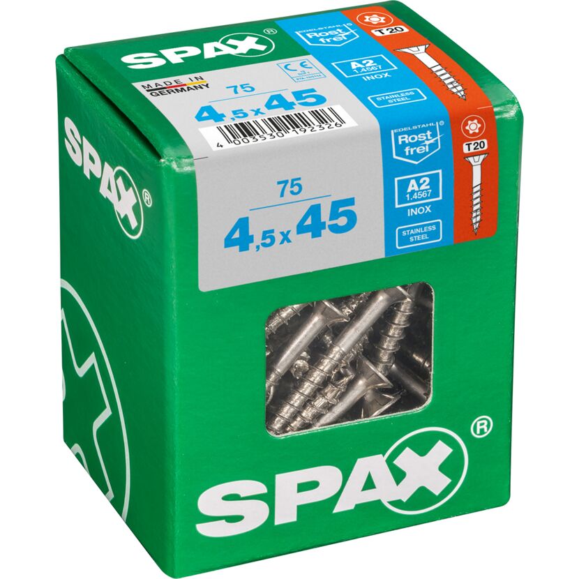 SPAX Schrauben 4,5 x 45 mm in Verpackung