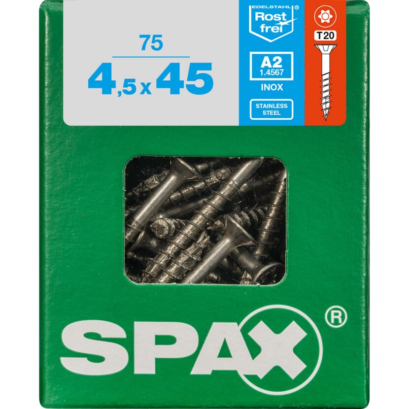SPAX Senkkopfschrauben A2, 4,5 x 45 mm, 75 Stück