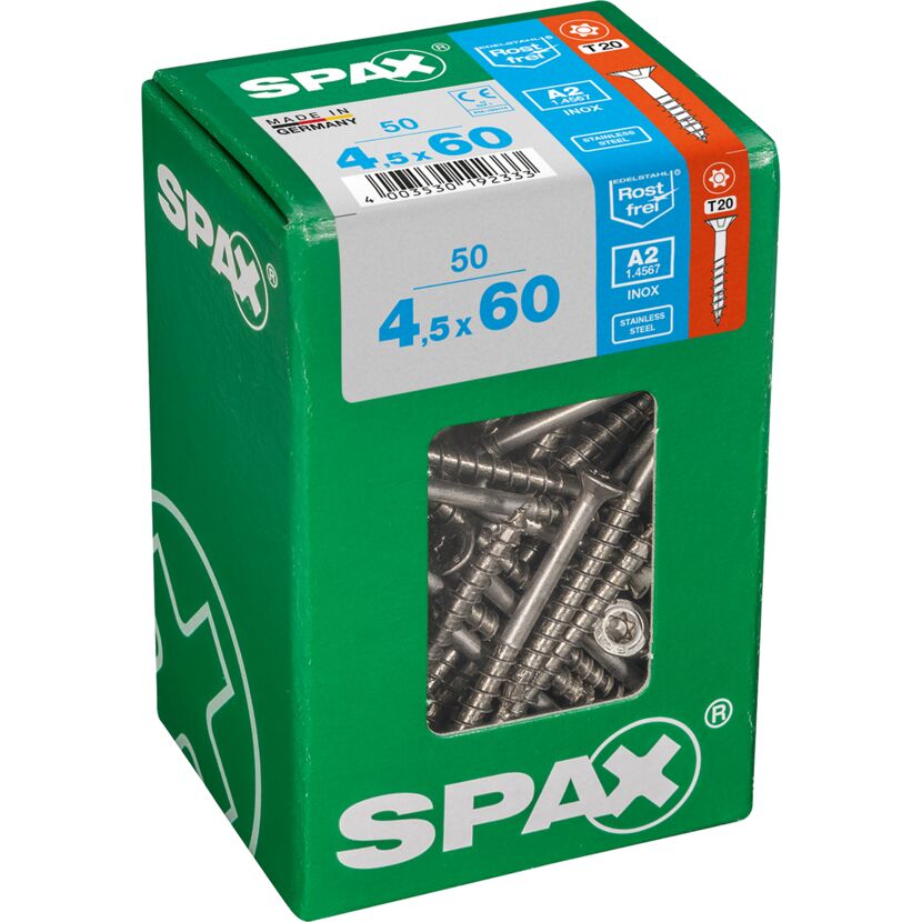 SPAX Senkkopfschrauben 4,5x60 mm, 50 Stück