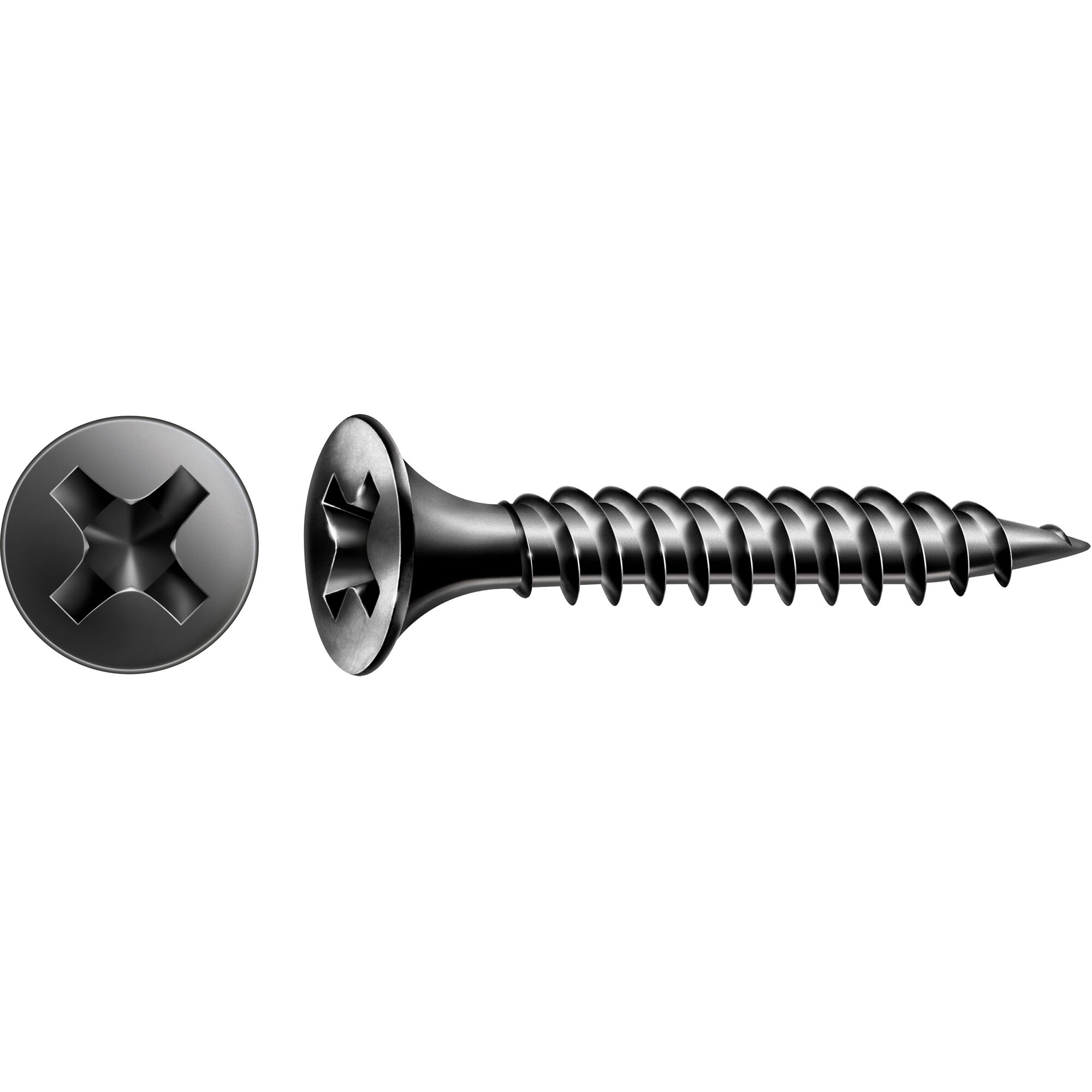 Schwarze Schraube mit Kreuzschlitz