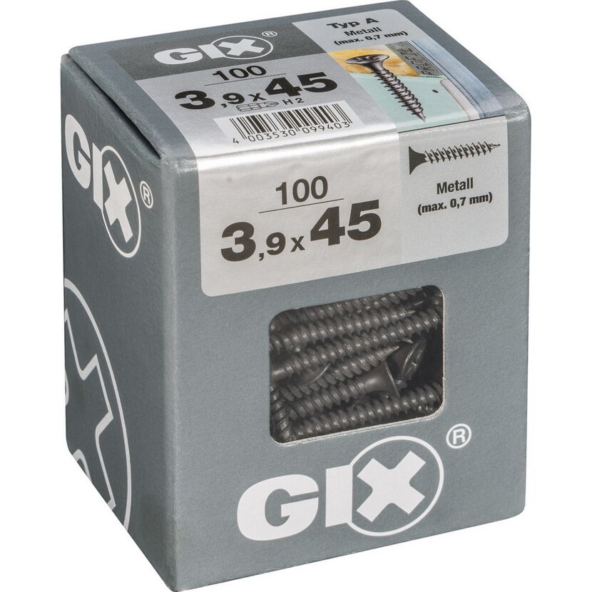 GIX Schrauben 3,9 x 45 mm, 100 Stück